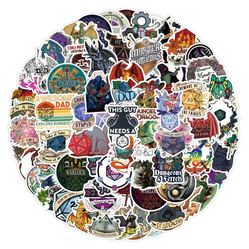 สติกเกอร์ลายการ์ตูนดันเจี้ยนแอนด์ดราก้อนส์ 100 ชิ้น เหมาะสำหรับตกแต่งกระเป๋าเดินทาง แก้วน้ำ กีตาร์ รถยนต์ สกู๊ตเตอร์ และโทรศัพท์มือถือ