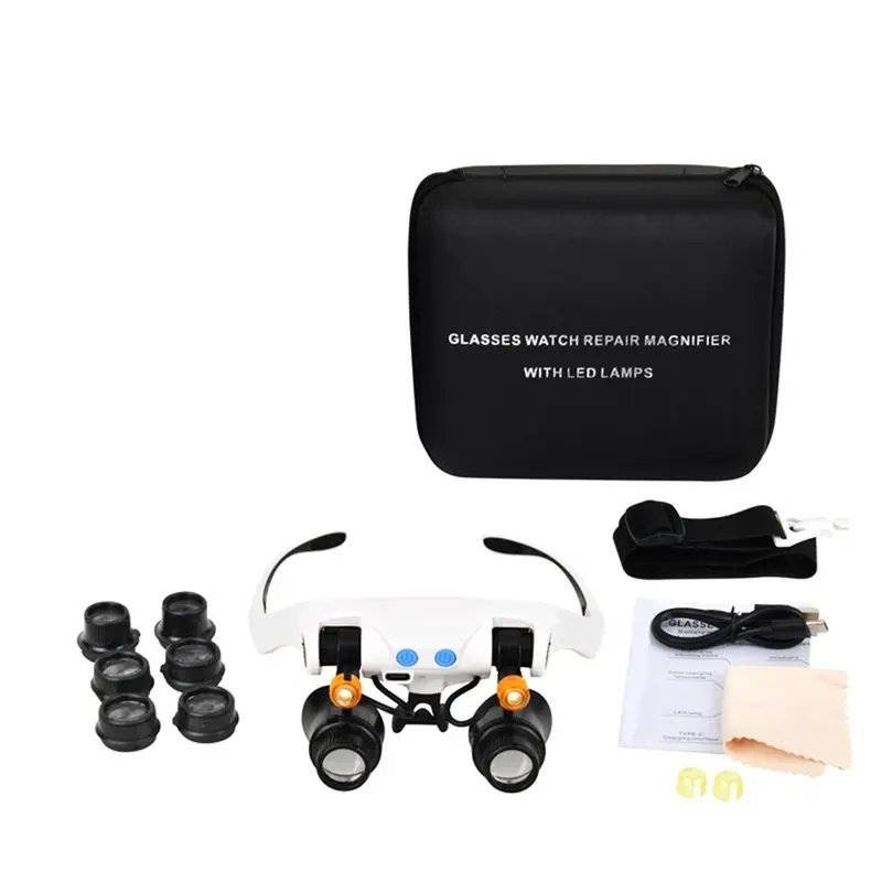 【MUST-HAVE】LED Magnifier Glasses 10X 15X 20X 25X With Adjustable Headband Lamp For Close Work And Hobbies