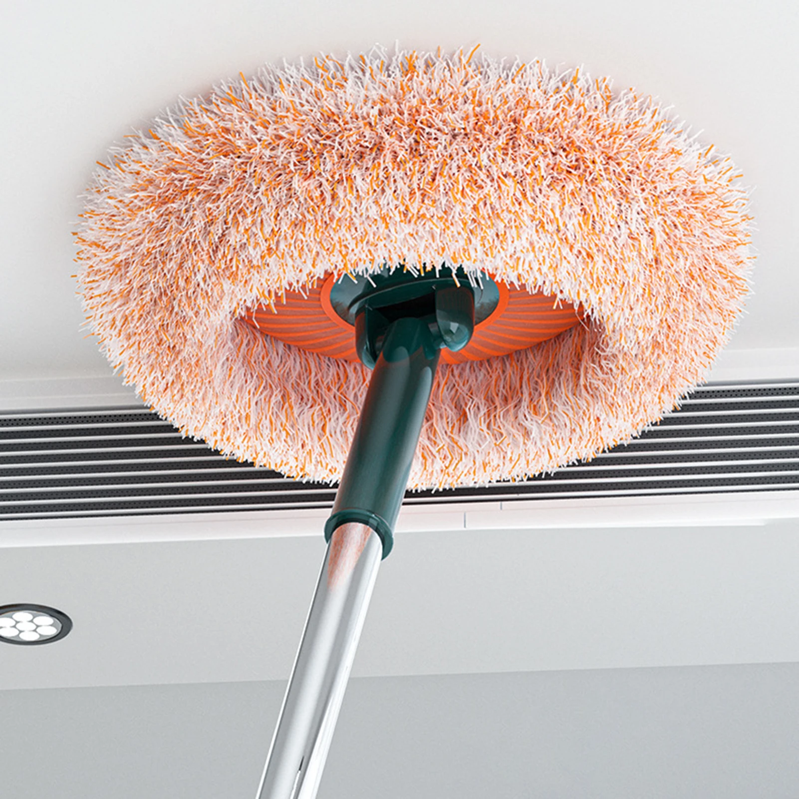 Soft Round Dusts Mop With Long Handle Effortless Operated Cleaning Mops For Home/Bedroom/Office