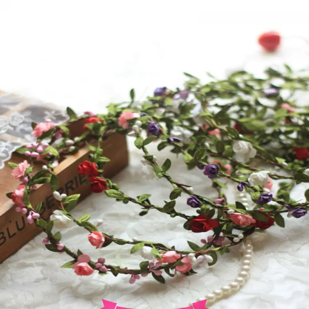 Bohemian Flower Headbands For Bride Crown Hair Band Wedding Floral Headband Garland Girl Flower Wreath Hair Accessories