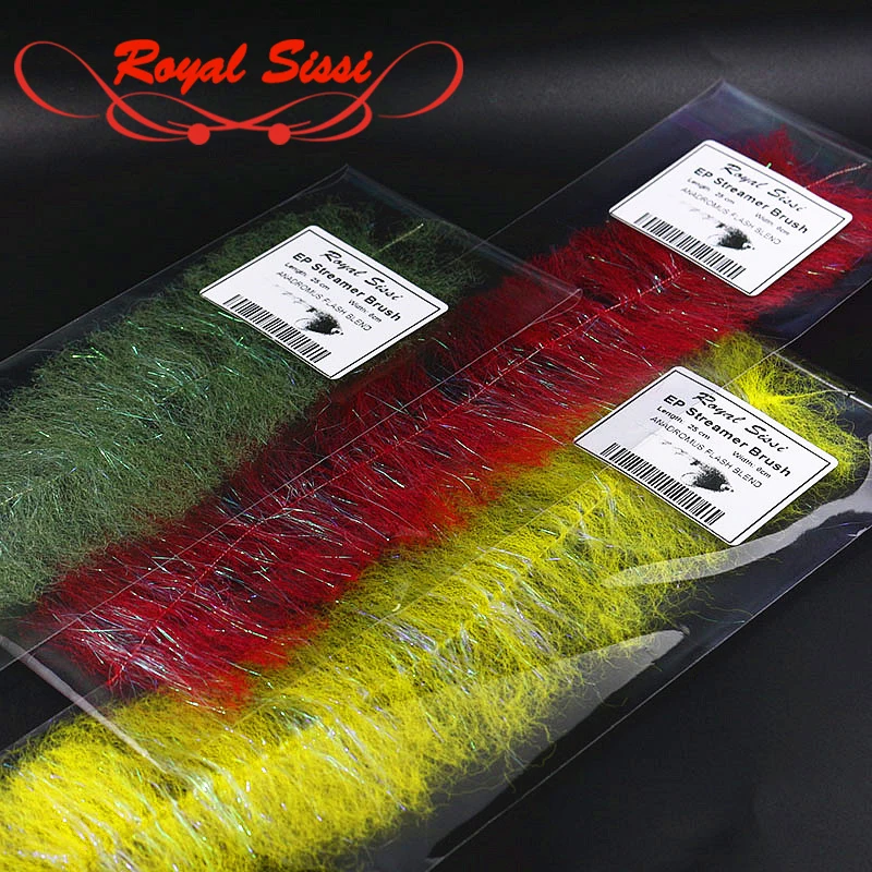 Royal Sissi 3 szczotki/set miękka pe Streamer szczotki 8 opcjonalne kolory klasyczne streamer materiał muchowy baitfish flash szczotki