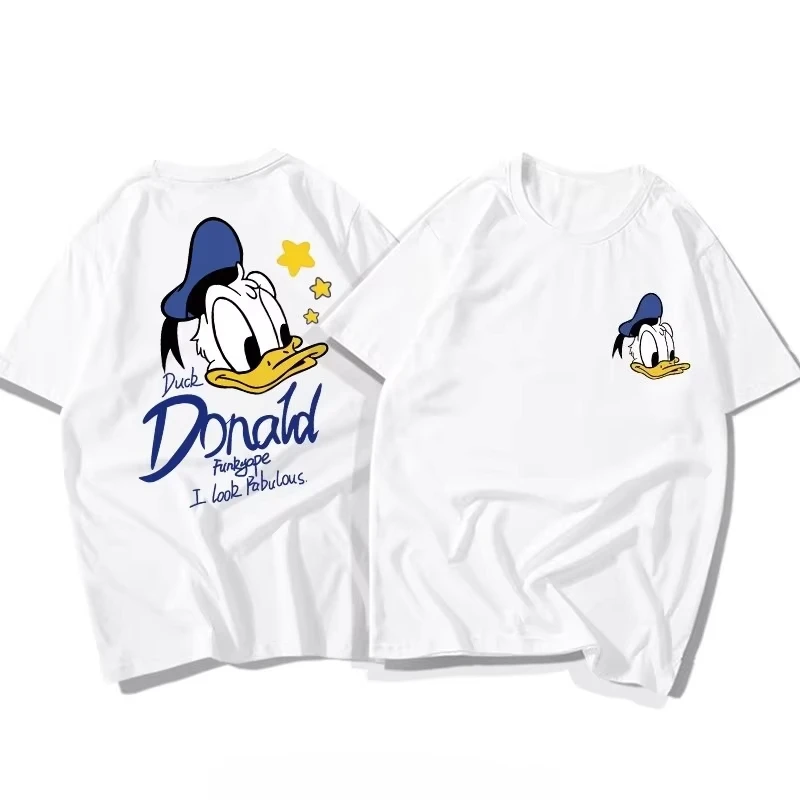 Disney Donald Duck Daisy Short Sleeve Couple's Round Neck Loose Casual Fashion Y2 Harajuku Trendy T-shirt for Men and Women