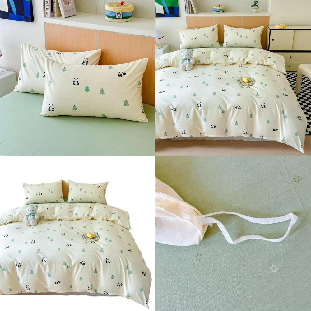 

Queen Size 100% Cotton Panda & Christmas Tree Comforter Set with 2 Pillowcases, Cute Kawaii Style for Kids & Adults