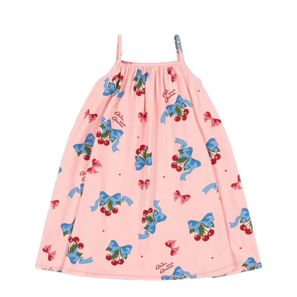 New Children Clothes Set 2025  Summer Girls Floral Tops Shorts Set Girl Heart Print Slip Dress Kids Short Sleeved Vacation Suit