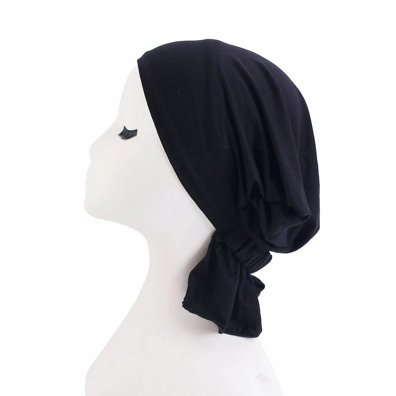 Donne musulmane Stretch Turbante Hijab cancro cappello chemio berretto perdita di capelli Turbante foulard copertura berretti cofano fascia avvolgere copricapo