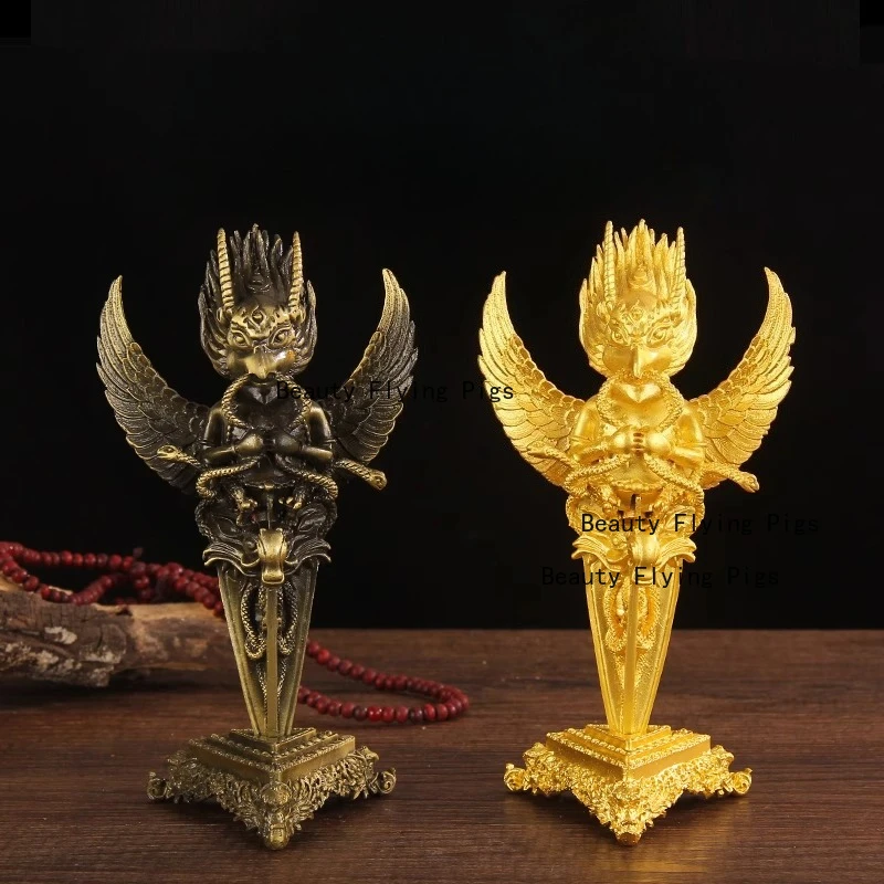 Protector tibetano de Metal Da Peng, espaga sus alas, sabiduría, Jia Lou, maja de diamante, adorno Feng Shui, 19x7,5 cm