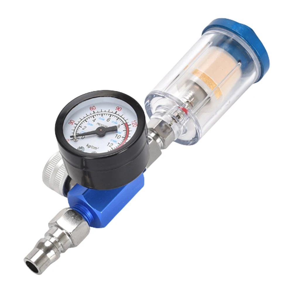 

HVLP Sprayer Air Regulator Pressure Gauge & Mini Inline Air Filter Separator 0-140PSI Air Pressure Regulator Gauge for Airbrush