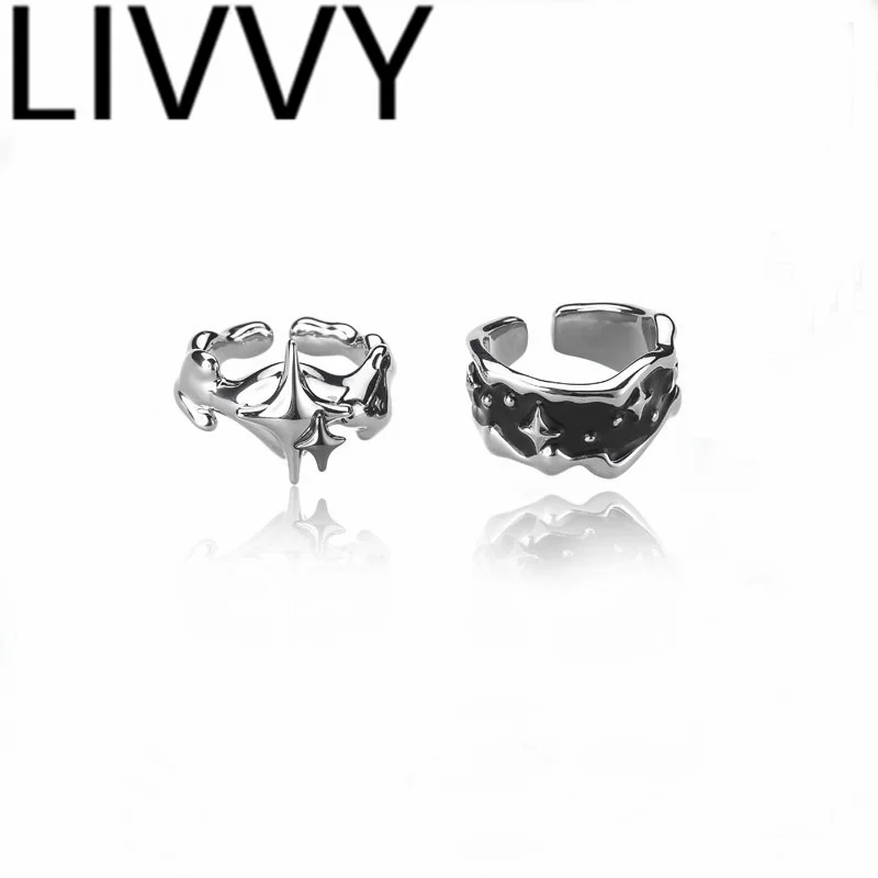 LIVVY Simple Finger Rings Party Jewelry Charm Women Trendy Creative Irregular Geometric Birthday Accessories Gifts