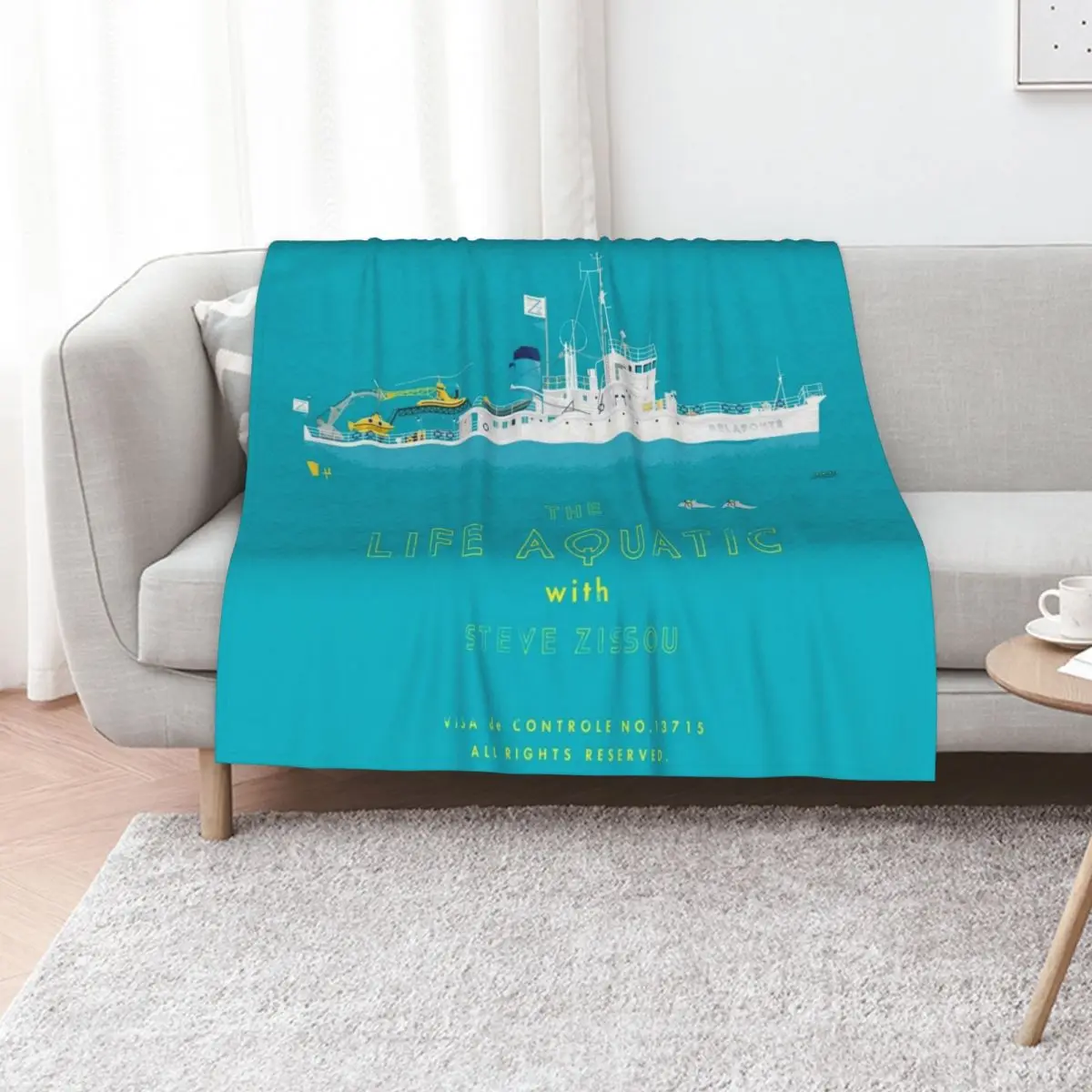 The Life Aquatic with Steve Zissou Throw Blanket Flannel Giant Sofa wednesday Bed linens Beach Softest Blankets