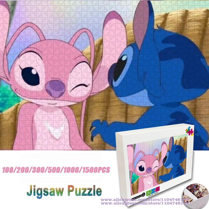 

Аниме-пазл Лило и Стич, 108/200/300/500/1000/1500 шт., интеллектуальные пазлы для детей и взрослых, украшение дома