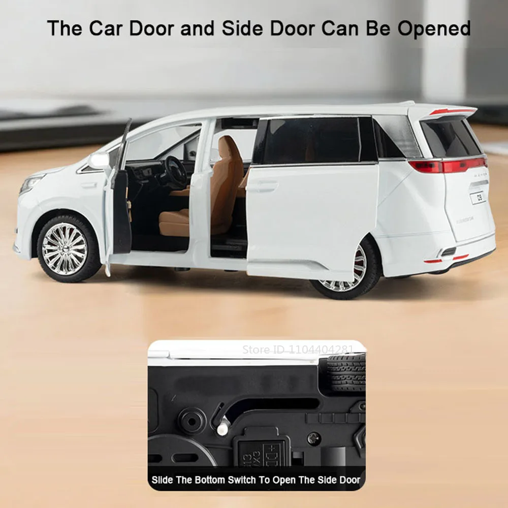 Denza D9 Vellfire alliage MPV modèles moulés sous pression voitures jouets son lumière retirer portes ouvertes véhicules miniatures recueillir ornement 1:24