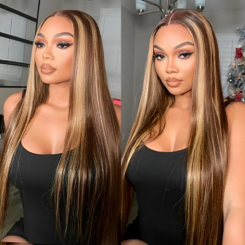 

4/27 Highlight 13x6 Lace Frontal Wig Human Hair Straight 13x4 Lace Frontal Wig 30 40 Inch 220 Density Brazilian Wig For Women