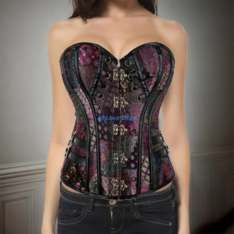 T4MD Comfortable Corset Shapewear for Women, Palatial Bustier Palatial Top Upper Body Slimmer Floral Print Top