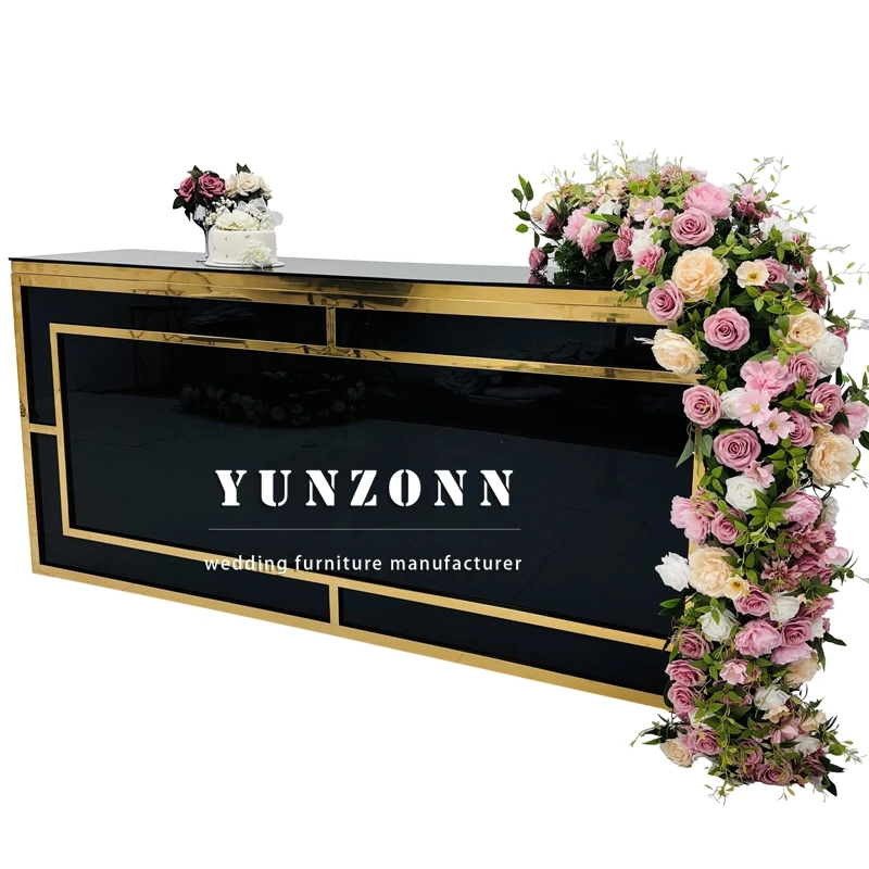 

Современный складной барный стол из нержавеющей стали для вечеринки, наборы мебели для бара, свадебный бар с золотой рамой