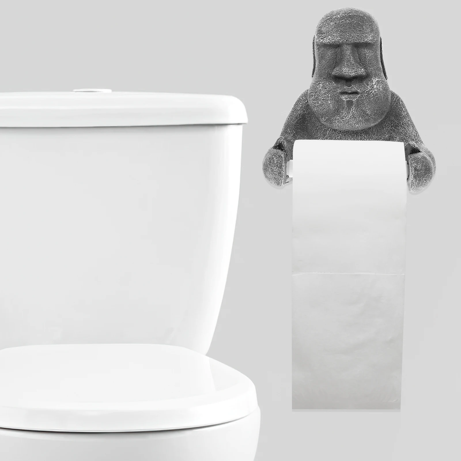 

Paper Towel Holder Moai Statue Resin Toilet Bathroom Kitchen Decor Desktop Dispenser Funny Cute Unique Hotel Stand