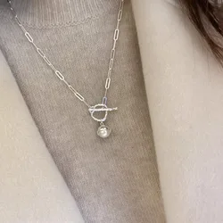 New Trendy Silver Color Necklace OT Clasp Irregular Pearl Droplet Golden for Women Girl Fashion Jewelry Dropship Wholesale