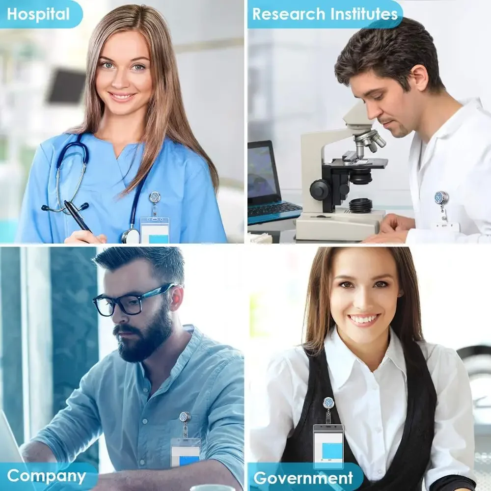 악어 클립 에센셜 오일 디퓨저가 있는 개폐식 배지 릴 홀더 2 세트, 아로마 테라피 간호사 의사 교사용