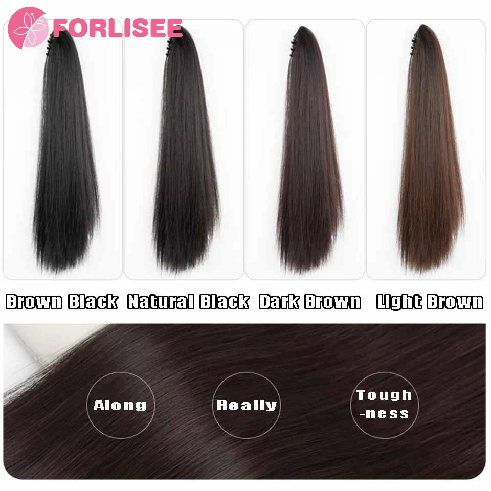 FORLISEE Straight Hair Clip Ponytail Wig Temperament High Ponytail Natural Fluffy Long Straight Hair Ponytail Wig