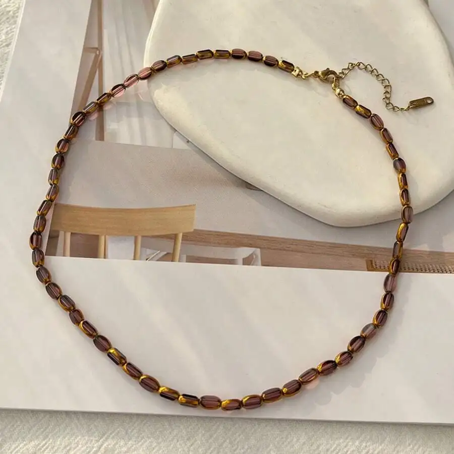 Bohemian Vintage Y2K Beaded Necklace For Women Elegant Fashion Jewelry