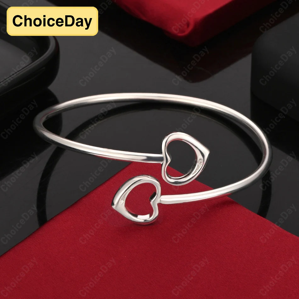 

ChoiceDay 925 Sterling Silver Exquisite Heart Shaped Open Bracelet Women's Jewelry Accessories Party Fashion