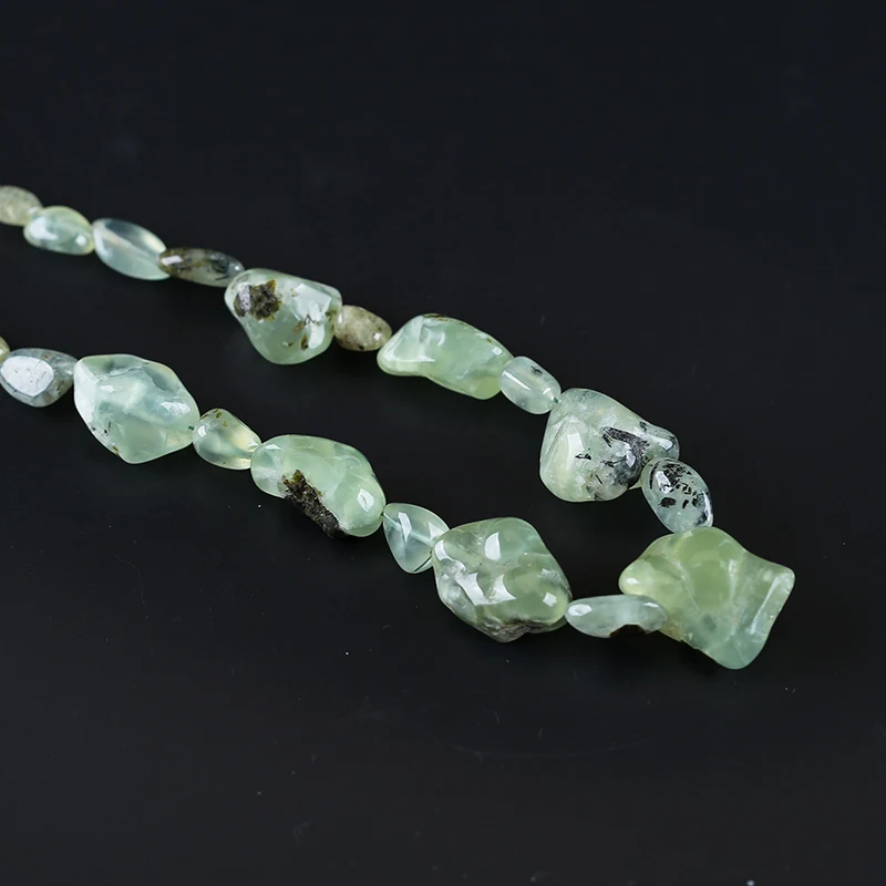 Fine Jewelry Natural Stone Prehnite Necklace Accessories Beads For DIY Jewelry Making 27x20x15mm 11x8x6mm 22inch 111g