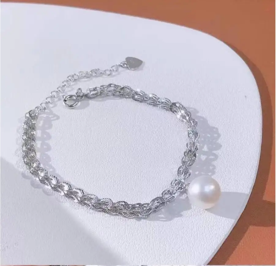 

Stunning 8-9mm South Sea Round White Pearl Bracelet 7.5-8" 925s