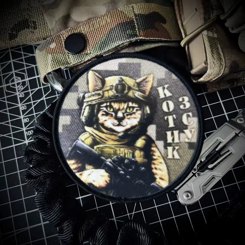 

Fighter Cat of Army Tactical Patch on Clothes Printed Hook&Loop Emblem Military Morale Badge Armband Backpack Stickers