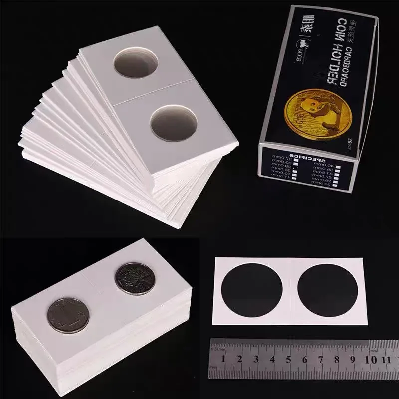 Coin Paper Clip 50 Pcs/Box Coin Collection Album 12 Specifications Flip Coin Holders Square Cardboard Case Clip Stamp Holder