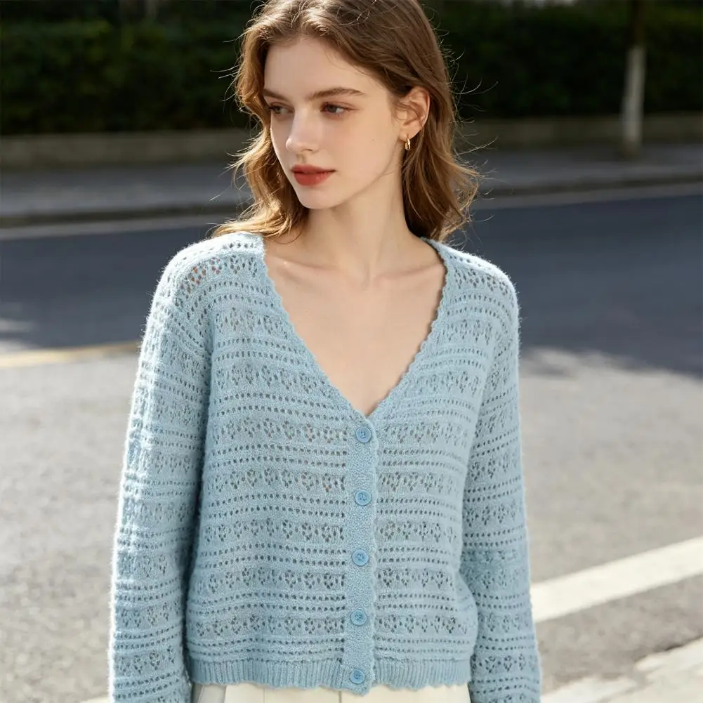 Thin Breathable Sun Protection Top Summer Sun Protection Clothing Women’s Beach Cover Up Crochet Knit Top Boho Hollow Out Sun