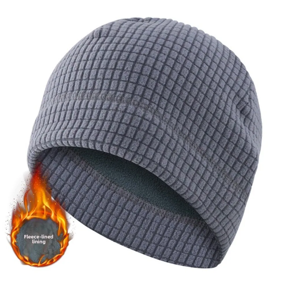 قبعة صغيرة عصرية تحافظ على الدفء مبطنة بالصوف قبعة محبوكة بلون سادة مقاومة للرياح قبعة شتوية #3