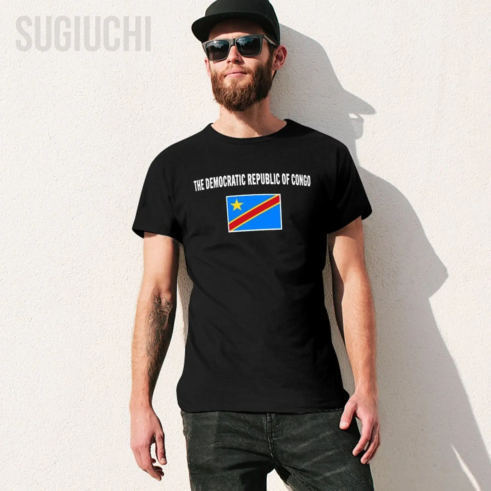 Men Short T-Shirt DRC Democratic Republic of Congo Flag Tshirt Tees O-neck T Shirts Women Boys 100% Cotton Unisex