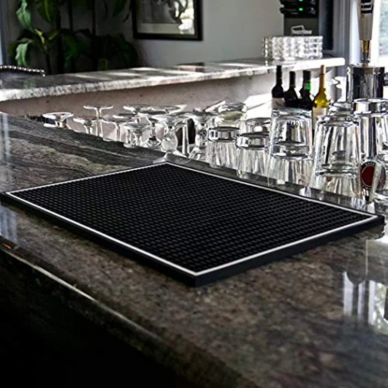 Black PVC Tableware Mat Rubber Bar Mat  Rubber Bar Service Spill Mats Bar Runner Glass Drip Tray Beer Drink Table Drain Mats