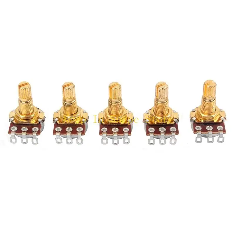 U1JC 5Pcs B500k Potentiometer Splined Pot Electric Guitar Bass Effect Amp Tone Volume