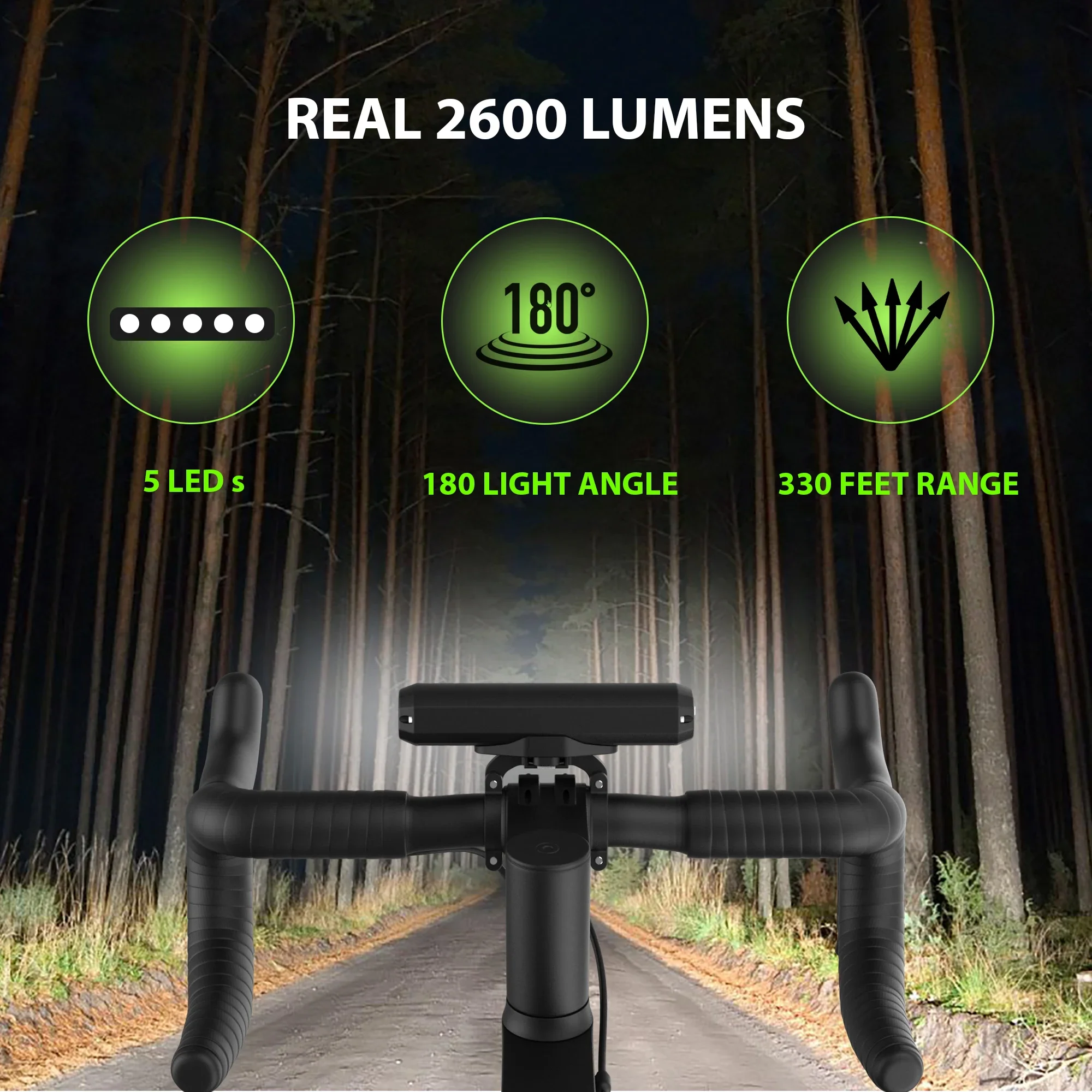 AKALATE 8000mAh Bicycle Lights Front 2600Lumen Bike Light USB Rechargeable Waterproof Flashlight for Cycling Road MTB Lamp LED