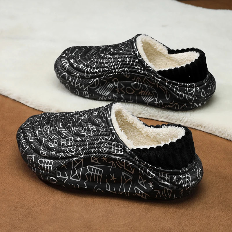 Modische Winter-Herren-Baumwollpantoffeln, Outdoor-Warm-Schuhe, Indoor-Hausschuhe für Paare, Wasserdichte Plüsch-Warm-Pantoffeln für Männer – Detail 7