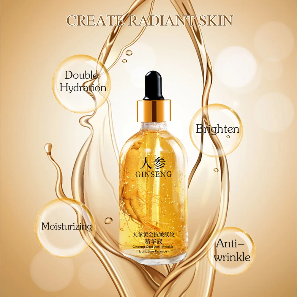 Ginseng Essence Polypeptide Essential Oil Gold Polypeptide Smoothes Wrinkles Essence Tighten Loose Skinreduce Fine Lines