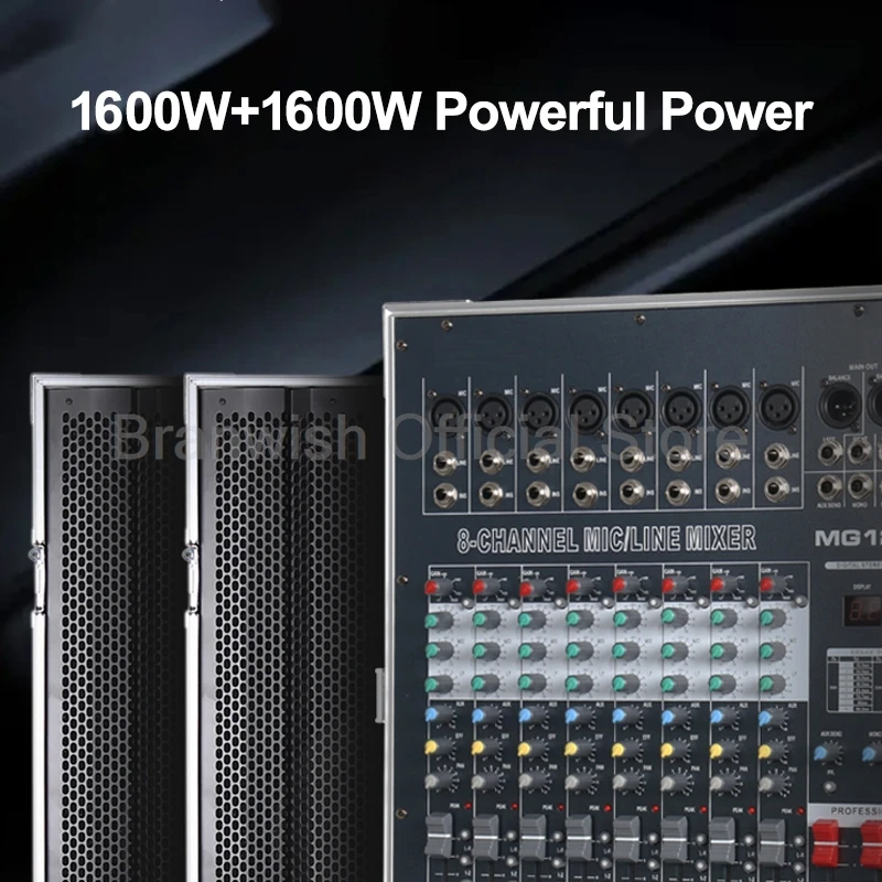 1600W+1600W 8-Channel Sound Mixer Amplifier All In One 110V/220V Professional DJ Audio Mixer Digital Mixing Console for Stage