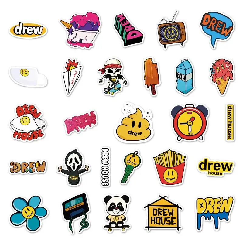 54pcs Cartoon Drew Graffiti Stickers Luggage Laptop Motorcycle Refrigerator Decoration Stickers