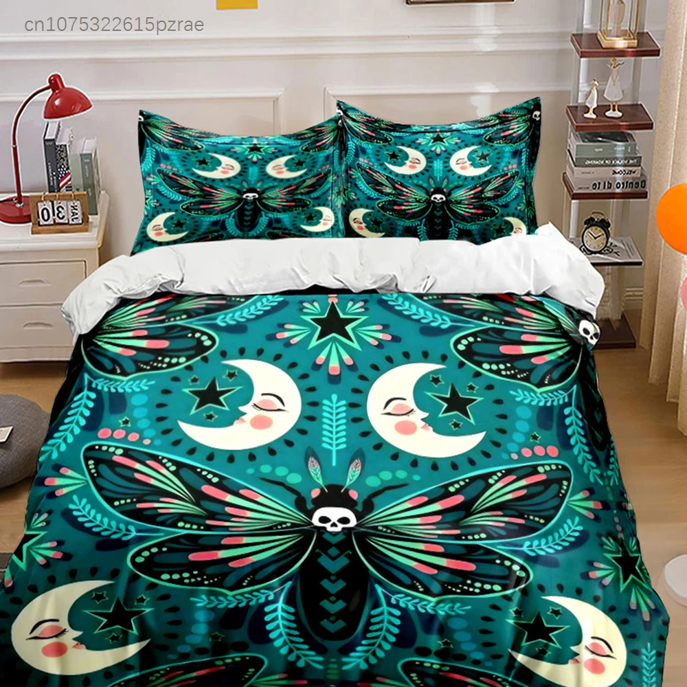 Mystic Butterfly Moon Decor Set Multiple Sizes kid's And adults' Bedroom Exquisite 3PC Bedding set, Gift