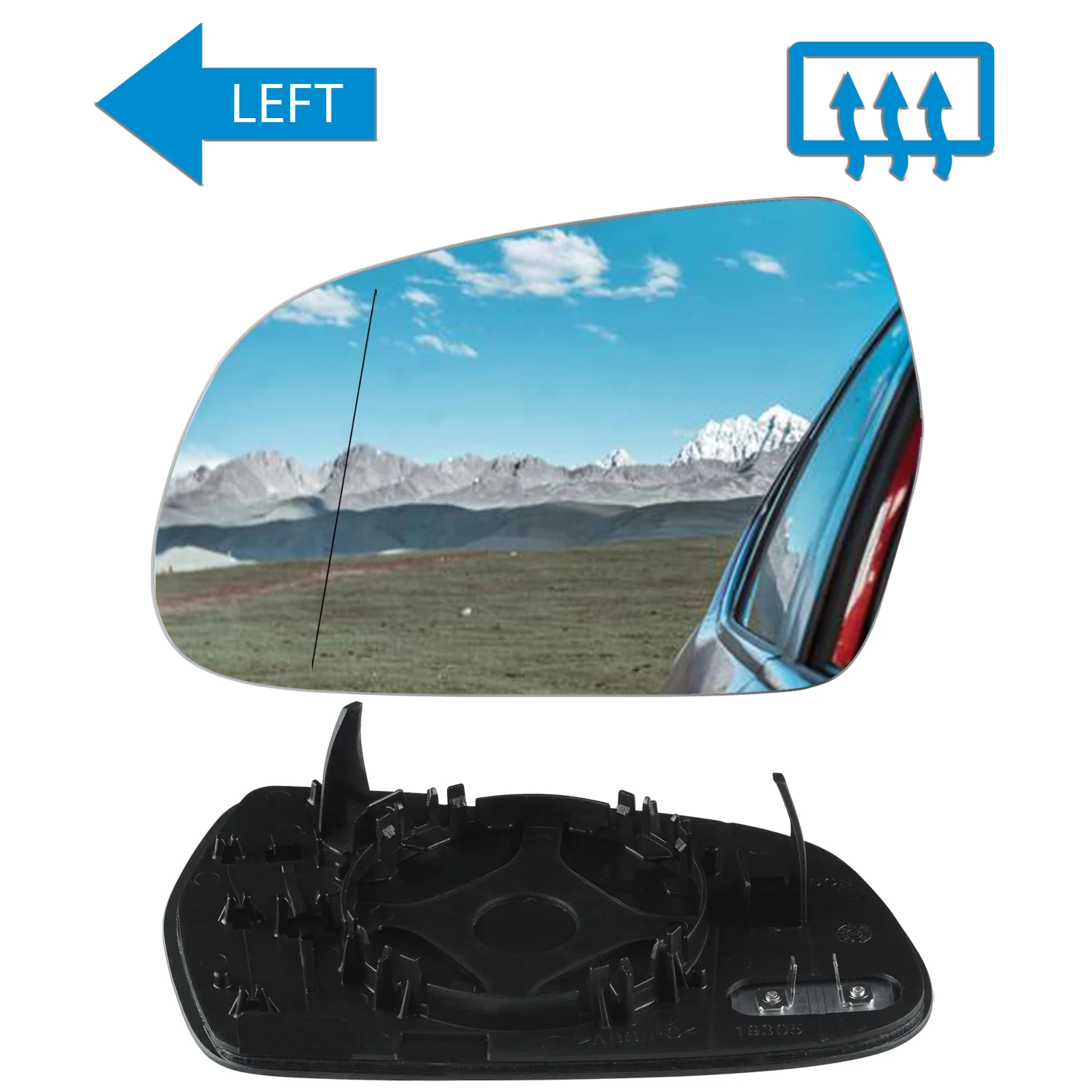For Audi A3 8P A4 B8 A5 Left Hand Heated Side Rearview Wing Door Mirror Glass Convex
