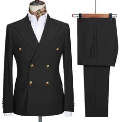 2025 Fashion ivory Men's Leisure Boutique Business suits Solid Color Wedding Double Breasted Slim Fit black men Suit Blazers