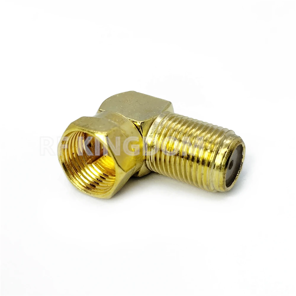 F نوع ذكر إلى F أنثى محول الزاوية اليمنى 90 درجة RF موصل محوري مطلية بالذهب