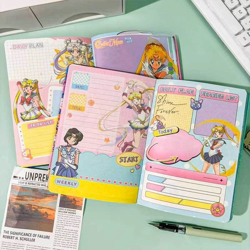 Sailor Moons Notizbuch - Premium PU-Leder-Einband Lebendig Farbige Innenseiten Ästhetisches Handjournal für Studenten & Anime-Fans – Detail 5