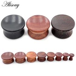 Alisouy 2PC Concave Sandalwood Ear Amps Ear Wood Piercing Plugs Tunnels Gagues Expanders Body Jewelry Earrings Gift