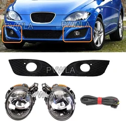 For Seat Leon 1P1 Hatchback 2005 2006 2007 2008 2009 2010 2011 2012 Front Halogen Fog Lamp Light With Bulbs Grille Cover Trim