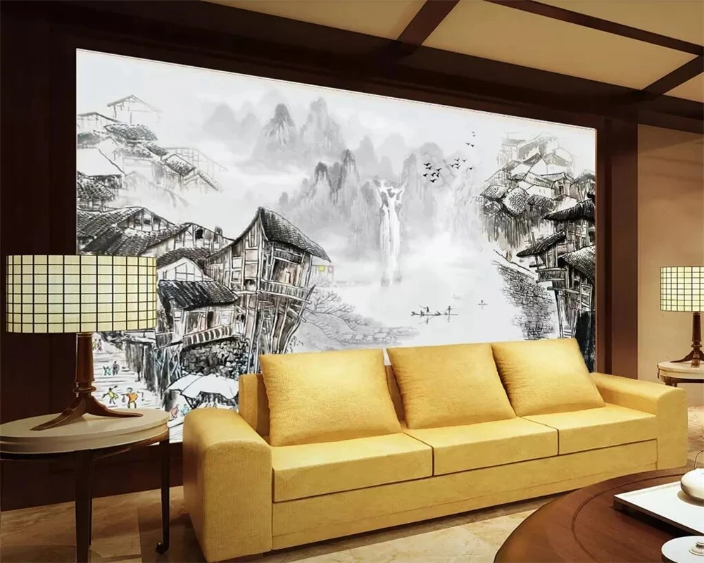 Customized wallpaper 3D Chinese landscape ink bedroom Mural Living room sofa TV background wall restaurant poetic picturesque