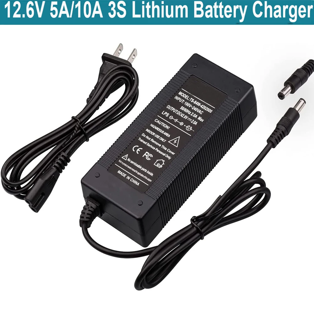 12.6V 5A  10A 18650 Lithium Battery Charger 3S 10.8V 11.1V 12V 12V Fast Charging Lithium Battery Charger