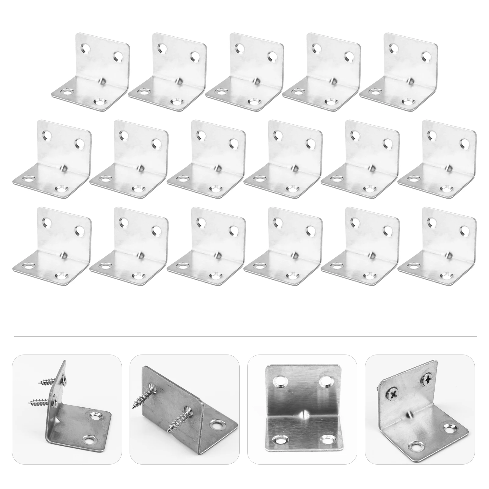 

16 pcs Stainless Steel Corner Brackets Right Angle Bracket Heavy Duty Joint Fastener Furniture Hardware Flush Mounting Anti-Rust