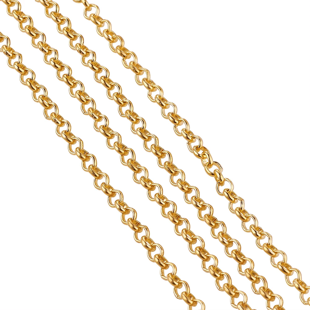 50M Iron Rolo Chain Link Metal Necklace Chains Bulk for DIY Bracelets Jewelry Making Red Copper Bronze Gold Color Silver Color