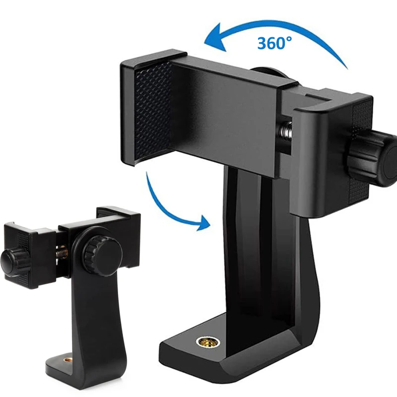 360 Degrees Mobile Phone Clip Compatible with 1/4 Screw Cellphone Holder Tripod Mount Universal Desk Tripod Adapter For iPhone